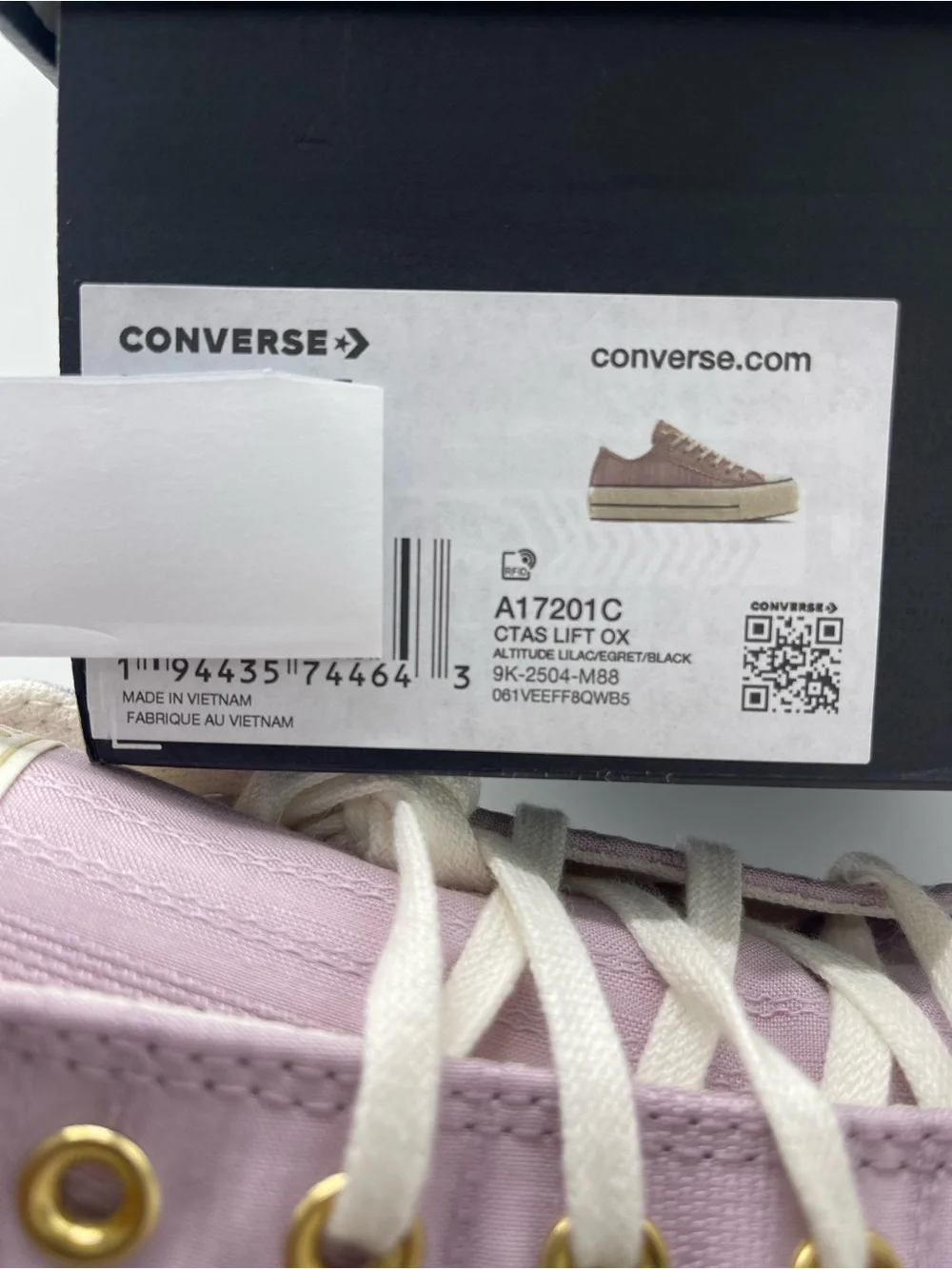 Converse A17201C CTAS LIFT OX ALTITUDE LILAC/EGRET/BLACK Platform Sneakers